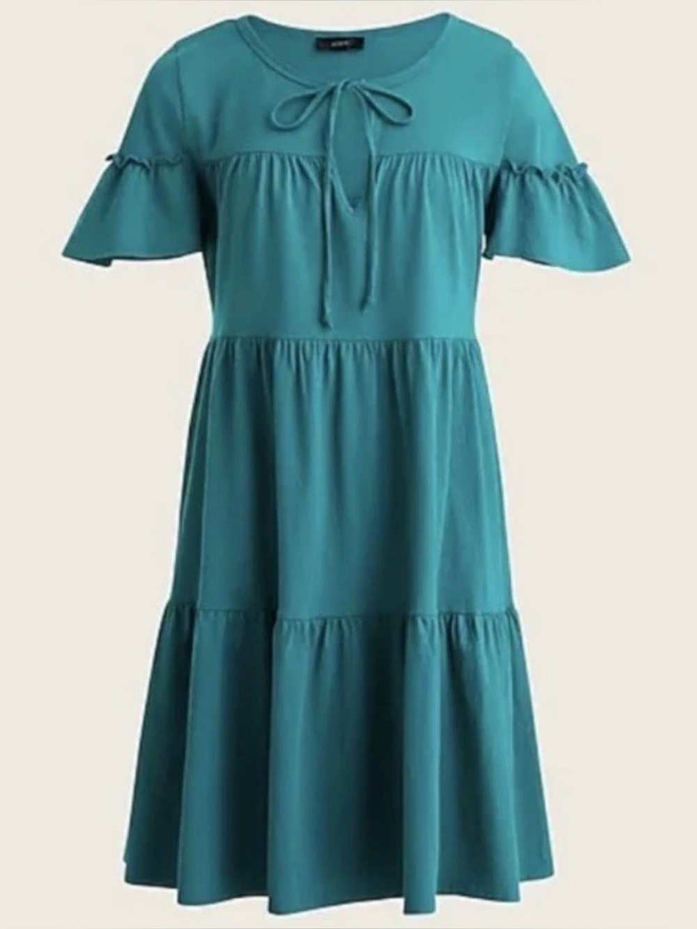 J. Crew Broken in Jersey Tiered Dress Teal Green Size XXS